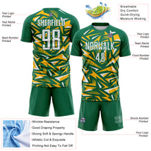 Загрузить изображение в средство просмотра галереи, Custom Kelly Green White-Gold Cyber Mecha E-sport Geometric Shards Spike Sublimation Soccer Uniform Jersey
