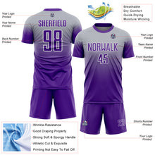 Charger l'image dans la galerie, Custom Gray Purple-White Fade Fashion Sublimation Soccer Uniform Jersey
