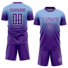 Charger l'image dans la galerie, Custom Light Blue Purple-White Fade Fashion Sublimation Soccer Uniform Jersey
