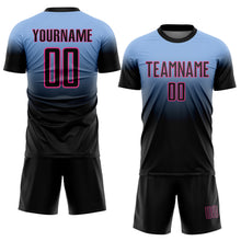 Загрузить изображение в средство просмотра галереи, Custom Light Blue Black-Pink Fade Fashion Sublimation Soccer Uniform Jersey
