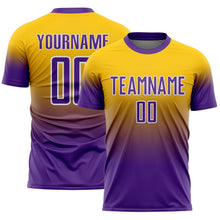 Загрузить изображение в средство просмотра галереи, Custom Yellow Purple-White Fade Fashion Sublimation Soccer Uniform Jersey
