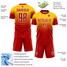 Load image into Gallery viewer, Custom Yellow Red-White Fade Fashion Sublimation Soccer Uniform Jersey
