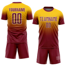 Charger l'image dans la galerie, Custom Yellow Crimson-White Fade Fashion Sublimation Soccer Uniform Jersey

