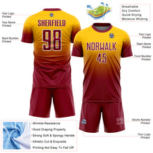 Charger l'image dans la galerie, Custom Yellow Crimson-White Fade Fashion Sublimation Soccer Uniform Jersey
