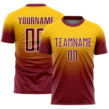 Charger l'image dans la galerie, Custom Yellow Crimson-White Fade Fashion Sublimation Soccer Uniform Jersey
