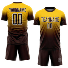 Charger l'image dans la galerie, Custom Yellow Brown-White Fade Fashion Sublimation Soccer Uniform Jersey
