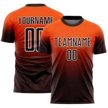 Load image into Gallery viewer, Custom Orange Brown-White Fade Fashion Sublimation Soccer Uniform Jersey
