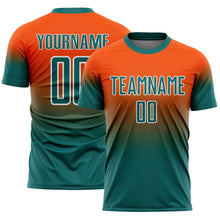 Load image into Gallery viewer, Custom Orange Teal-White Fade Fashion Sublimation Soccer Uniform Jersey
