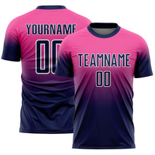 Charger l'image dans la galerie, Custom Pink Navy-White Fade Fashion Sublimation Soccer Uniform Jersey
