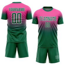 Charger l'image dans la galerie, Custom Pink Kelly Green-White Fade Fashion Sublimation Soccer Uniform Jersey
