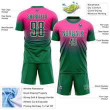 Charger l'image dans la galerie, Custom Pink Kelly Green-White Fade Fashion Sublimation Soccer Uniform Jersey
