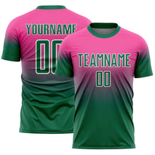 Charger l'image dans la galerie, Custom Pink Kelly Green-White Fade Fashion Sublimation Soccer Uniform Jersey
