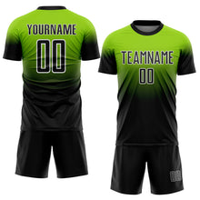 Charger l'image dans la galerie, Custom Neon Green Black-White Fade Fashion Sublimation Soccer Uniform Jersey
