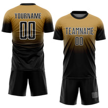 Laden Sie das Bild in den Galerie-Viewer, Custom Old Gold Black-White Fade Fashion Sublimation Soccer Uniform Jersey
