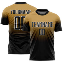 Laden Sie das Bild in den Galerie-Viewer, Custom Old Gold Black-White Fade Fashion Sublimation Soccer Uniform Jersey
