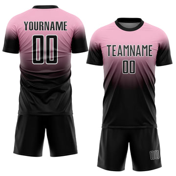 Custom Light Pink Black-White Fade Fashion Sublimation Soccer Uniform Jersey