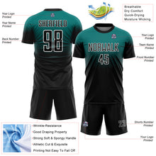 Laden Sie das Bild in den Galerie-Viewer, Custom Teal Black-White Fade Fashion Sublimation Soccer Uniform Jersey
