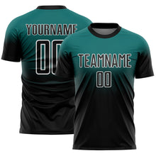 Laden Sie das Bild in den Galerie-Viewer, Custom Teal Black-White Fade Fashion Sublimation Soccer Uniform Jersey
