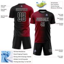 Загрузить изображение в средство просмотра галереи, Custom Black White-Crimson Gradient Line Sublimation Soccer Uniform Jersey
