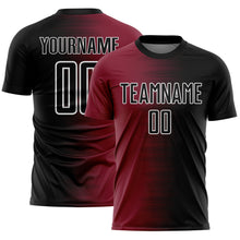 Загрузить изображение в средство просмотра галереи, Custom Black White-Crimson Gradient Line Sublimation Soccer Uniform Jersey
