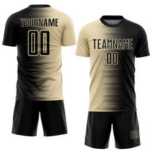 Load image into Gallery viewer, Custom Black Cream Gradient Line Sublimation Soccer Uniform Jersey
