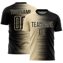 Load image into Gallery viewer, Custom Black Cream Gradient Line Sublimation Soccer Uniform Jersey
