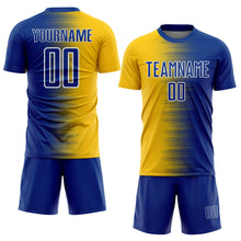 Загрузить изображение в средство просмотра галереи, Custom Royal White-Yellow Gradient Line Sublimation Soccer Uniform Jersey
