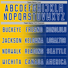 Загрузить изображение в средство просмотра галереи, Custom Royal White-Yellow Gradient Line Sublimation Soccer Uniform Jersey
