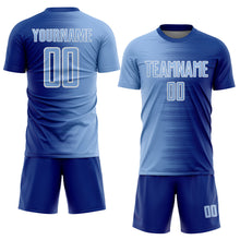 Charger l'image dans la galerie, Custom Royal Light Blue-White Gradient Line Sublimation Soccer Uniform Jersey
