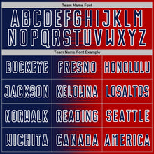 Загрузить изображение в средство просмотра галереи, Custom Red Navy-White Gradient Line Sublimation Soccer Uniform Jersey
