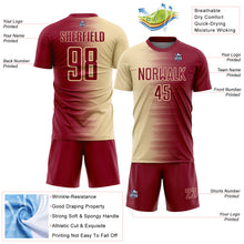 Laden Sie das Bild in den Galerie-Viewer, Custom Crimson Cream Gradient Line Sublimation Soccer Uniform Jersey

