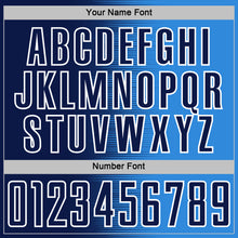 Загрузить изображение в средство просмотра галереи, Custom Powder Blue Navy-White Gradient Line Sublimation Soccer Uniform Jersey
