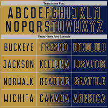 Charger l'image dans la galerie, Custom Navy Old Gold Gradient Line Sublimation Soccer Uniform Jersey
