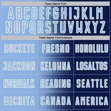 Загрузить изображение в средство просмотра галереи, Custom Navy Light Blue-White Gradient Line Sublimation Soccer Uniform Jersey
