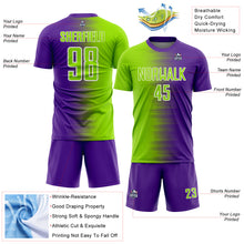 Charger l'image dans la galerie, Custom Purple Neon Green-White Gradient Line Sublimation Soccer Uniform Jersey
