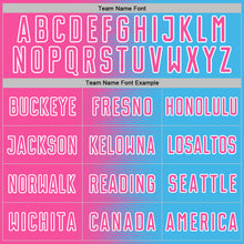 Load image into Gallery viewer, Custom Sky Blue Pink-White Gradient Line Sublimation Soccer Uniform Jersey
