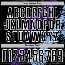Load image into Gallery viewer, Custom Black White Purple-Light Blue Dripping Splatter Cracked Texture Sublimation Soccer Uniform Jersey
