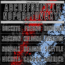 Загрузить изображение в средство просмотра галереи, Custom Black White Red-Light Blue Dripping Splatter Cracked Texture Sublimation Soccer Uniform Jersey
