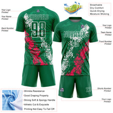 Загрузить изображение в средство просмотра галереи, Custom Kelly Green White-Neon Pink Dripping Splatter Cracked Texture Sublimation Soccer Uniform Jersey
