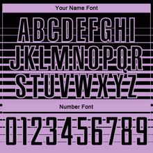 Load image into Gallery viewer, Custom Black Light Purple Gradient Pinstripe Sublimation Soccer Uniform Jersey
