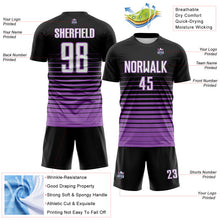 Load image into Gallery viewer, Custom Black White-Medium Purple Gradient Pinstripe Sublimation Soccer Uniform Jersey
