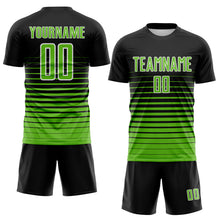 Charger l'image dans la galerie, Custom Black Aurora Green-White Gradient Pinstripe Sublimation Soccer Uniform Jersey
