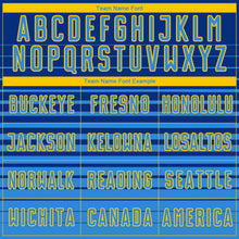 Charger l'image dans la galerie, Custom Royal Powder Blue-Yellow Gradient Pinstripe Sublimation Soccer Uniform Jersey
