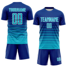 Load image into Gallery viewer, Custom Royal Lakes Blue-White Gradient Pinstripe Sublimation Soccer Uniform Jersey
