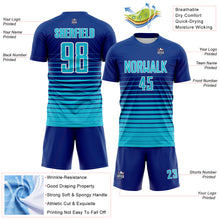 Load image into Gallery viewer, Custom Royal Lakes Blue-White Gradient Pinstripe Sublimation Soccer Uniform Jersey
