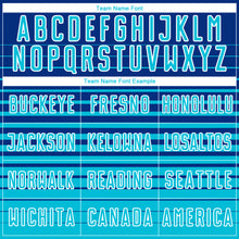 Load image into Gallery viewer, Custom Royal Lakes Blue-White Gradient Pinstripe Sublimation Soccer Uniform Jersey
