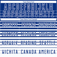 Загрузить изображение в средство просмотра галереи, Custom Royal White Gradient Pinstripe Sublimation Soccer Uniform Jersey
