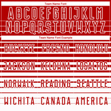 Load image into Gallery viewer, Custom Red White Gradient Pinstripe Sublimation Soccer Uniform Jersey
