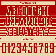 Laden Sie das Bild in den Galerie-Viewer, Custom Red Cream Gradient Pinstripe Sublimation Soccer Uniform Jersey
