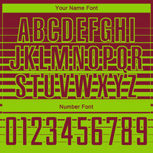 Charger l'image dans la galerie, Custom Crimson Neon Green Gradient Pinstripe Sublimation Soccer Uniform Jersey
